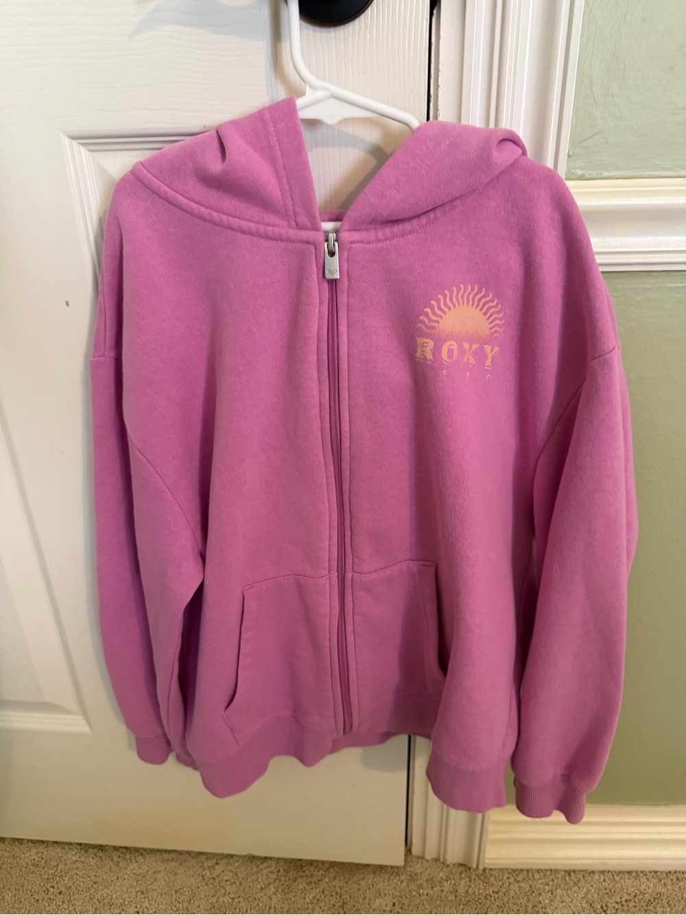 Roxy Pink Full-Zip Hoodie with Sun Logo